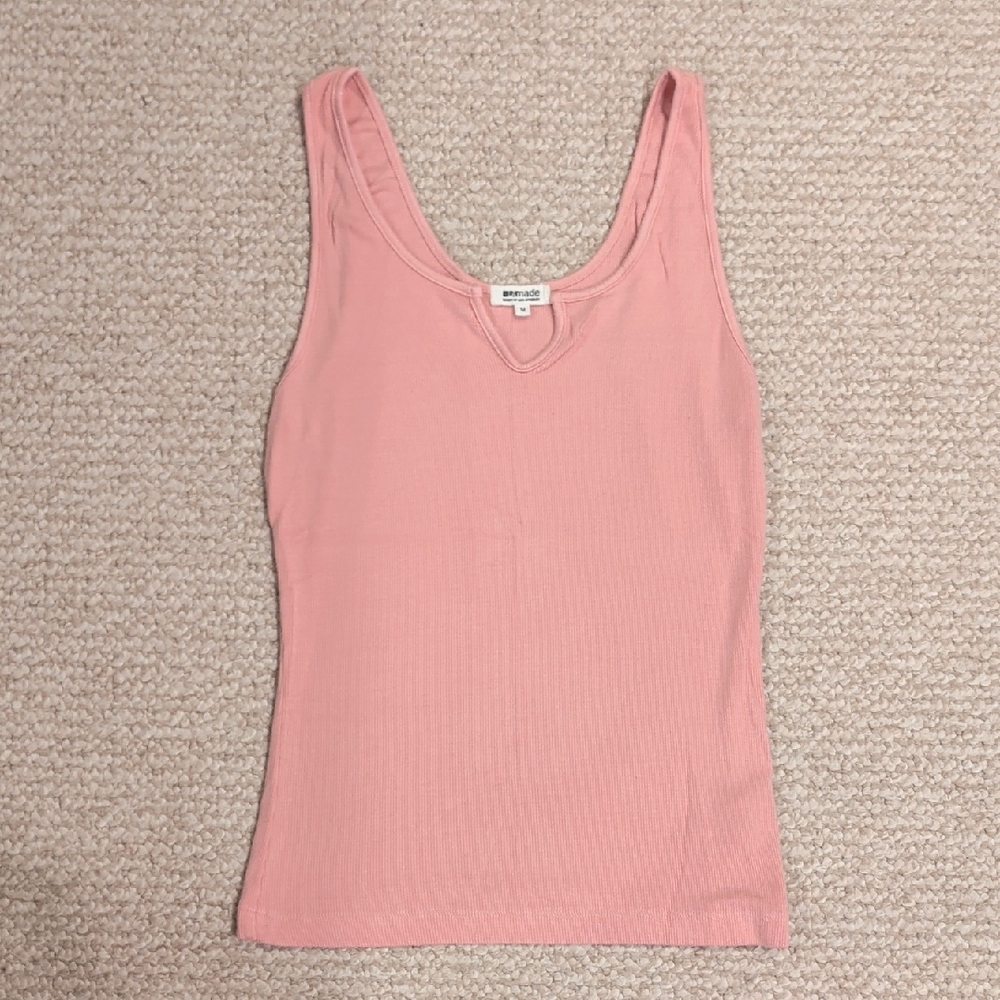 LAmade Dusty Pink Ribbed Scoop Tank